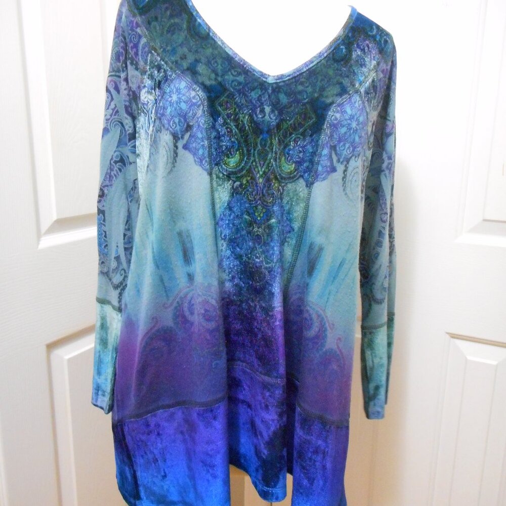 One World Velvet/Spandex Tunic Top 1X